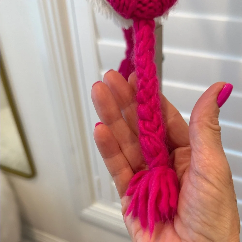 Abercrombie Kids Pink and Gray Pom-Pom Hat